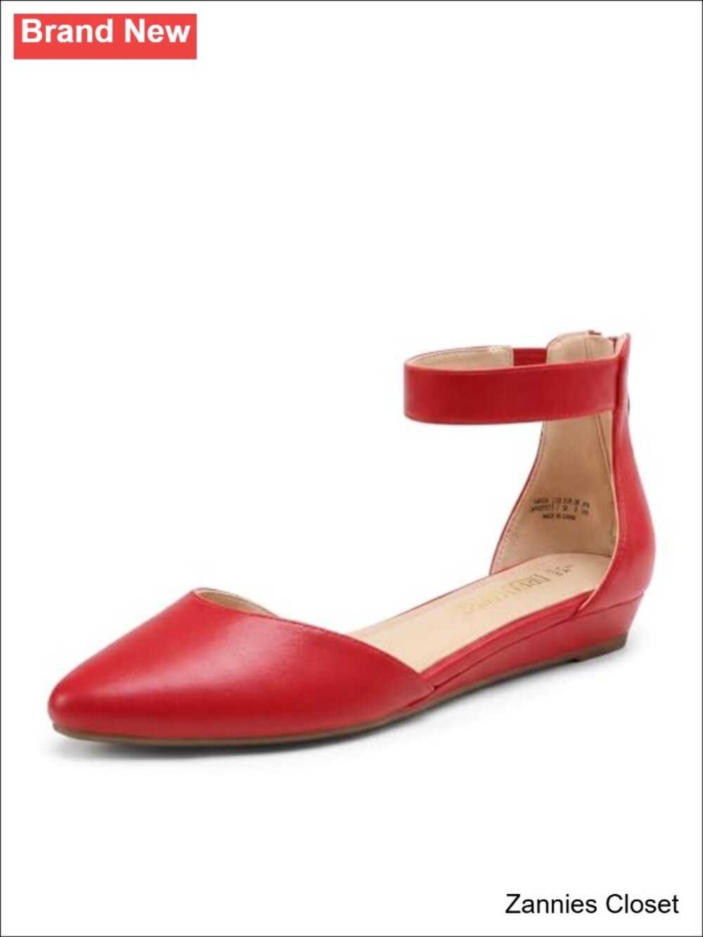 ✨ DREAM PAIRS Women's Pointed Toe Ankle Strap Low Wedge Flats